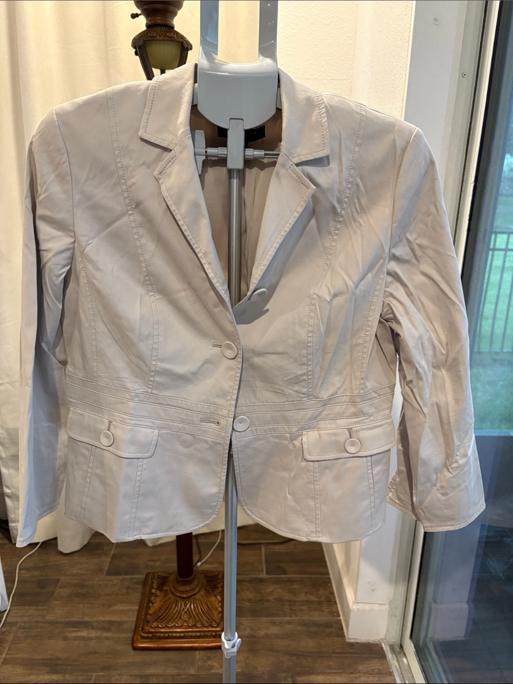 Talbots Light Beige Single-Button Tailored Blazer 3/4 Sleeves sz 14p